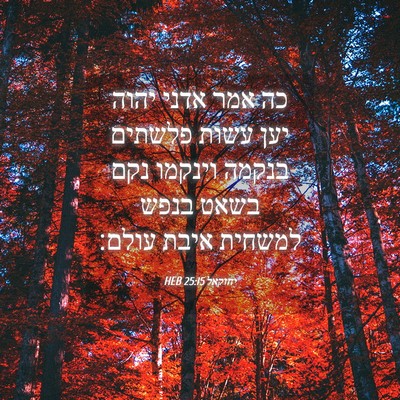 Picture 04 - יחזקאל 25:15 HEB - כה אמר אדני יהוה יען עשות - Bible Verse Picture