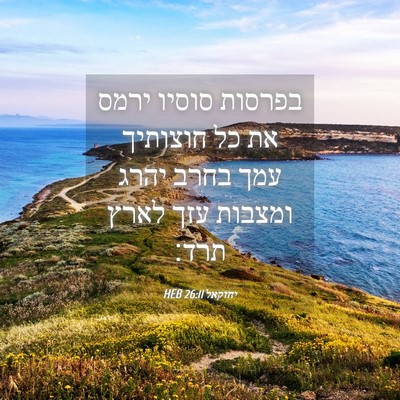Picture 04 - יחזקאל 26:11 HEB - בפרסות סוסיו ירמס את כל - Bible Verse Picture