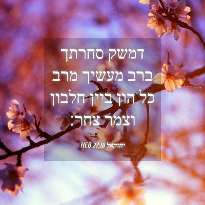 Picture 04 - יחזקאל 27:18 HEB - דמשק סחרתך ברב מעשיך מרב כל - Bible Verse Picture