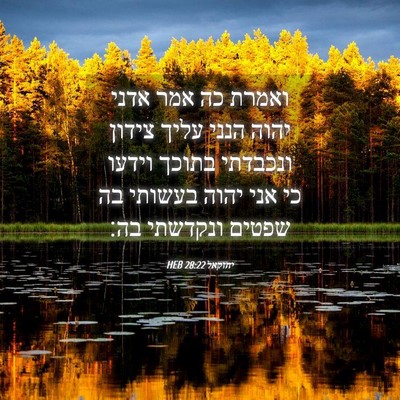 Picture 04 - יחזקאל 28:22 HEB - ואמרת כה אמר אדני יהוה הנני - Bible Verse Picture