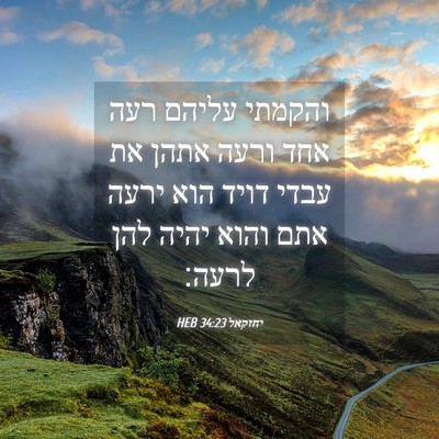 Picture 04 - יחזקאל 34:23 HEB - והקמתי עליהם רעה אחד ורעה - Bible Verse Picture