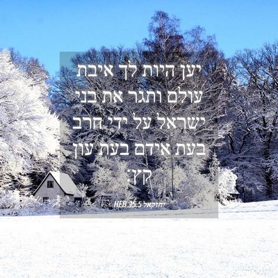 Picture 04 - יחזקאל 35:5 HEB - יען היות לך איבת עולם ותגר - Bible Verse Picture