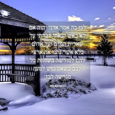 Picture 04 - יחזקאל 36:5 HEB - לכן כה אמר אדני יהוה אם לא - Bible Verse Picture