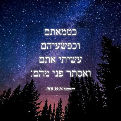 Picture 04 - יחזקאל 39:24 HEB - כטמאתם וכפשעיהם עשיתי אתם - Bible Verse Picture