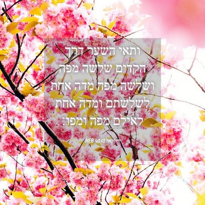 Picture 04 - יחזקאל 40:10 HEB - ותאי השער דרך הקדים שלשה - Bible Verse Picture
