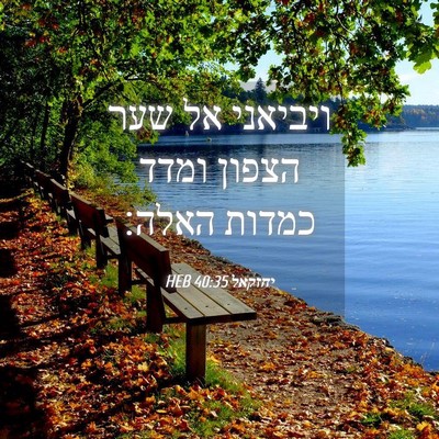 Picture 04 - יחזקאל 40:35 HEB - ויביאני אל שער הצפון ומדד - Bible Verse Picture
