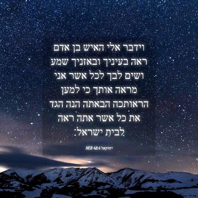Picture 04 - יחזקאל 40:4 HEB - וידבר אלי האיש בן אדם ראה - Bible Verse Picture