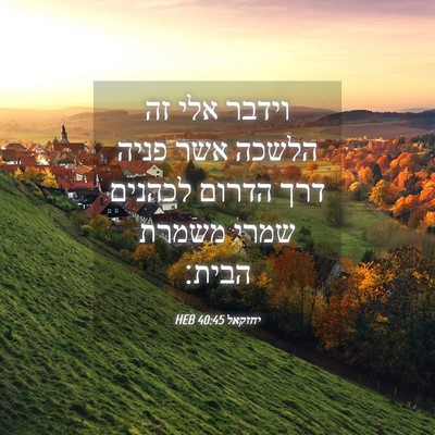 Picture 04 - יחזקאל 40:45 HEB - וידבר אלי זה הלשכה אשר פניה - Bible Verse Picture