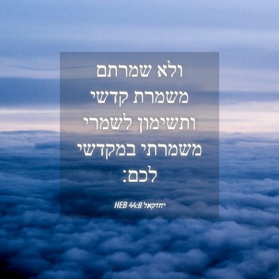 Picture 04 - יחזקאל 44:8 HEB - ולא שמרתם משמרת קדשי - Bible Verse Picture