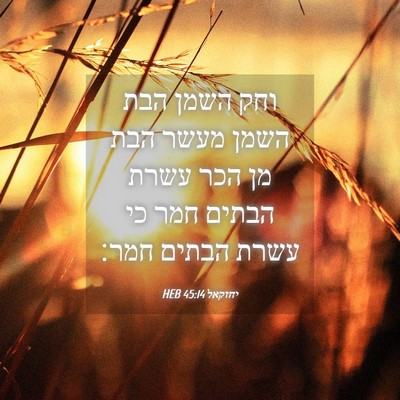Picture 04 - יחזקאל 45:14 HEB - וחק השמן הבת השמן מעשר הבת - Bible Verse Picture