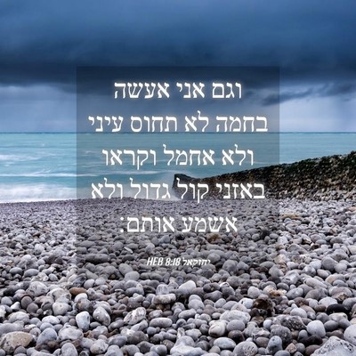 Picture 04 - יחזקאל 8:18 HEB - וגם אני אעשה בחמה לא תחוס - Bible Verse Picture