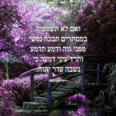 Picture 04 - ירמיה 13:17 HEB - ואם לא תשמעוה במסתרים תבכה - Bible Verse Picture