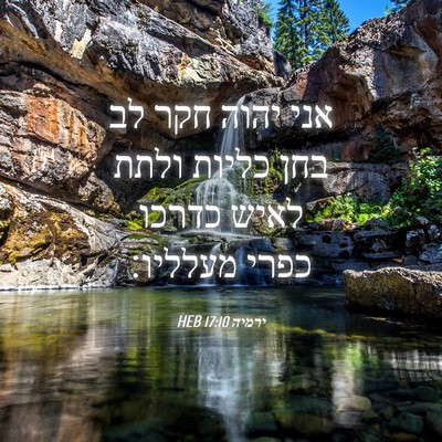 Picture 04 - ירמיה 17:10 HEB - אני יהוה חקר לב בחן כליות - Bible Verse Picture