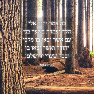 Picture 04 - ירמיה 17:19 HEB - כה אמר יהוה אלי הלך ועמדת - Bible Verse Picture