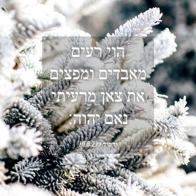 Picture 04 - ירמיה 23:1 HEB - הוי רעים מאבדים ומפצים את - Bible Verse Picture