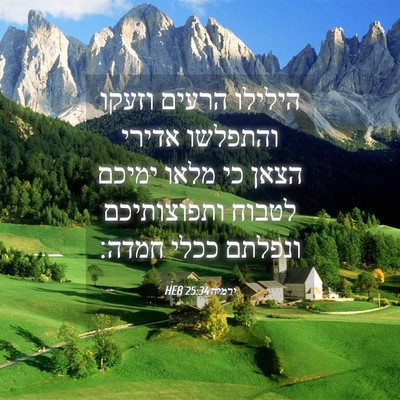 Picture 04 - ירמיה 25:34 HEB - הילילו הרעים וזעקו והתפלשו - Bible Verse Picture