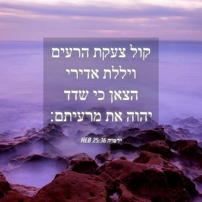 Picture 04 - ירמיה 25:36 HEB - קול צעקת הרעים ויללת אדירי - Bible Verse Picture