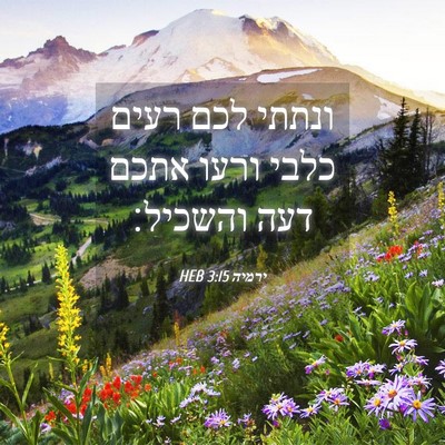 Picture 04 - ירמיה 3:15 HEB - ונתתי לכם רעים כלבי ורעו - Bible Verse Picture