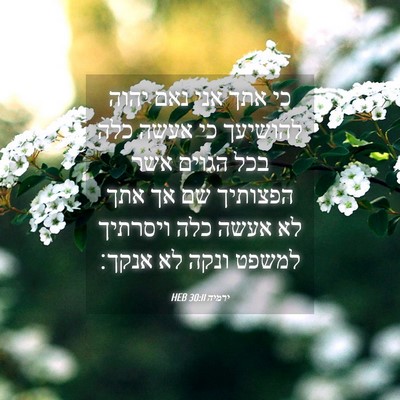 Picture 04 - ירמיה 30:11 HEB - כי אתך אני נאם יהוה להושיעך - Bible Verse Picture