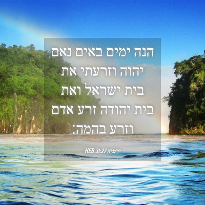 Picture 04 - ירמיה 31:27 HEB - הנה ימים באים נאם יהוה - Bible Verse Picture