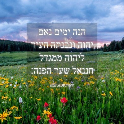 Picture 04 - ירמיה 31:38 HEB - הנה ימים נאם יהוה ונבנתה - Bible Verse Picture