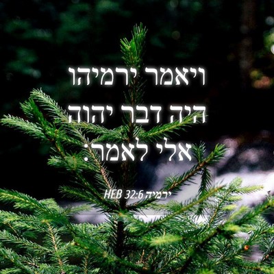 Picture 04 - ירמיה 32:6 HEB - ויאמר ירמיהו היה דבר יהוה - Bible Verse Picture