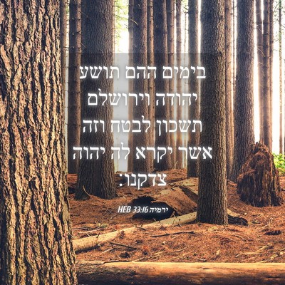 Picture 04 - ירמיה 33:16 HEB - בימים ההם תושע יהודה - Bible Verse Picture