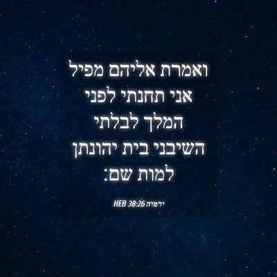 Picture 04 - ירמיה 38:26 HEB - ואמרת אליהם מפיל אני תחנתי - Bible Verse Picture