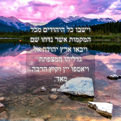 Picture 04 - ירמיה 40:12 HEB - וישבו כל היהודים מכל - Bible Verse Picture