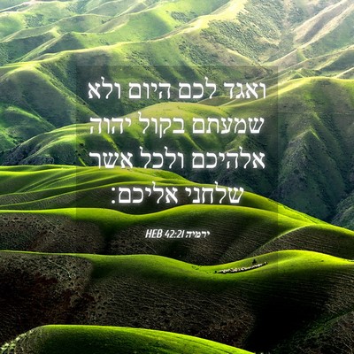 Picture 04 - ירמיה 42:21 HEB - ואגד לכם היום ולא שמעתם - Bible Verse Picture