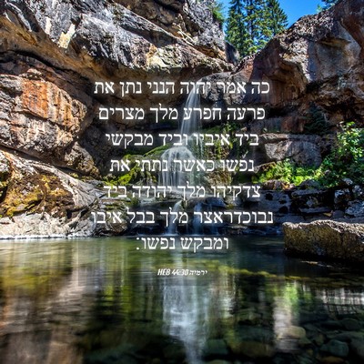 Picture 04 - ירמיה 44:30 HEB - כה אמר יהוה הנני נתן את - Bible Verse Picture