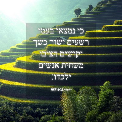 Picture 04 - ירמיה 5:26 HEB - כי נמצאו בעמי רשעים ישור - Bible Verse Picture