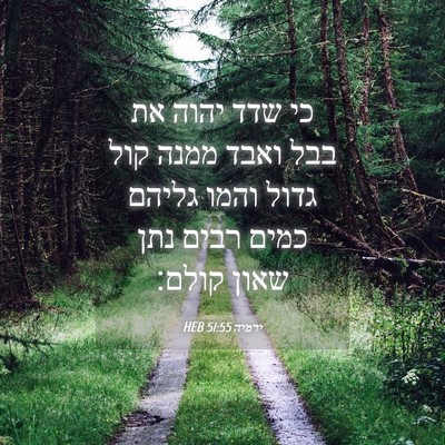 Picture 04 - ירמיה 51:55 HEB - כי שדד יהוה את בבל ואבד - Bible Verse Picture