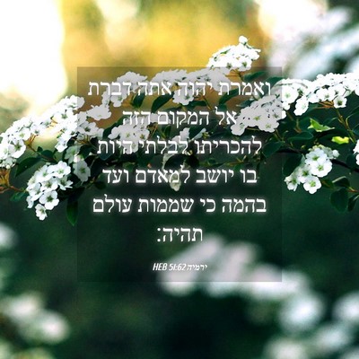 Picture 04 - ירמיה 51:62 HEB - ואמרת יהוה אתה דברת אל - Bible Verse Picture
