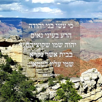 Picture 04 - ירמיה 7:30 HEB - כי עשו בני יהודה הרע בעיני - Bible Verse Picture