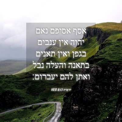 Picture 04 - ירמיה 8:13 HEB - אסף אסיפם נאם יהוה אין - Bible Verse Picture