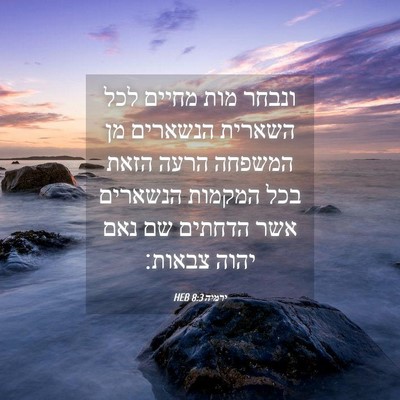 Picture 04 - ירמיה 8:3 HEB - ונבחר מות מחיים לכל השארית - Bible Verse Picture