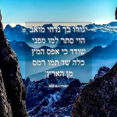 Picture 04 - ישעיה 16:4 HEB - יגורו בך נדחי מואב הוי סתר - Bible Verse Picture