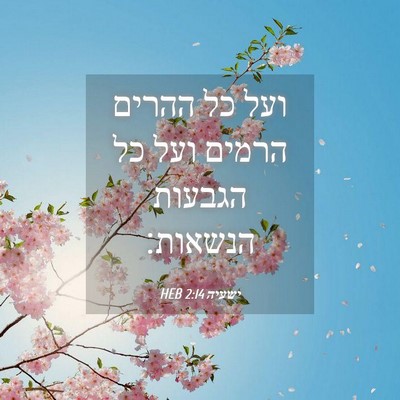Picture 04 - ישעיה 2:14 HEB - ועל כל ההרים הרמים ועל כל - Bible Verse Picture
