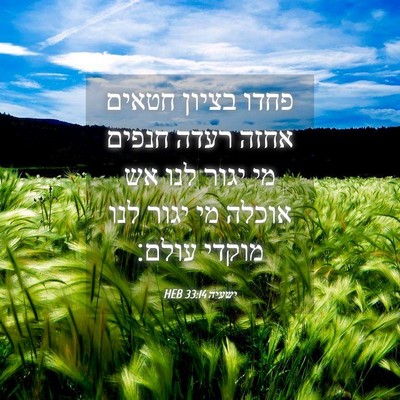 Picture 04 - ישעיה 33:14 HEB - פחדו בציון חטאים אחזה רעדה - Bible Verse Picture