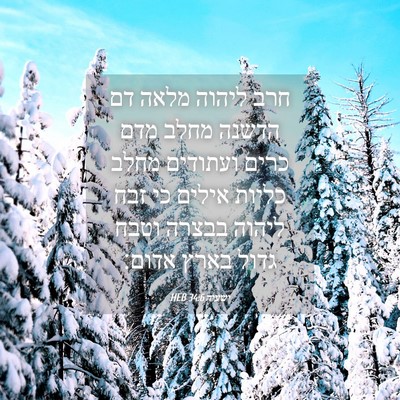 Picture 04 - ישעיה 34:6 HEB - חרב ליהוה מלאה דם הדשנה - Bible Verse Picture