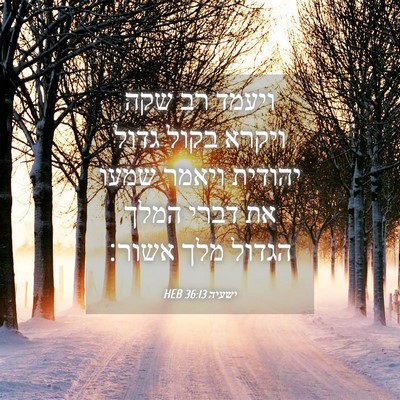 Picture 04 - ישעיה 36:13 HEB - ויעמד רב שקה ויקרא בקול - Bible Verse Picture