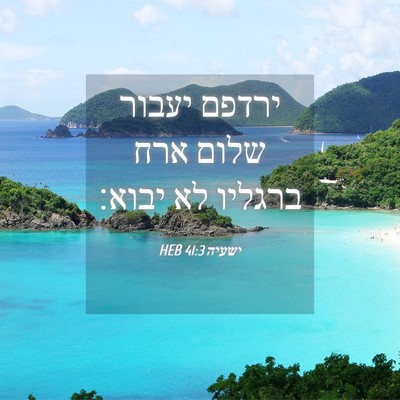 Picture 04 - ישעיה 41:3 HEB - ירדפם יעבור שלום ארח - Bible Verse Picture