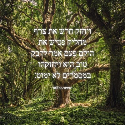 Picture 04 - ישעיה 41:7 HEB - ויחזק חרש את צרף מחליק פטיש - Bible Verse Picture