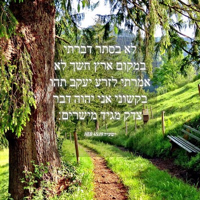 Picture 04 - ישעיה 45:19 HEB - לא בסתר דברתי במקום ארץ חשך - Bible Verse Picture