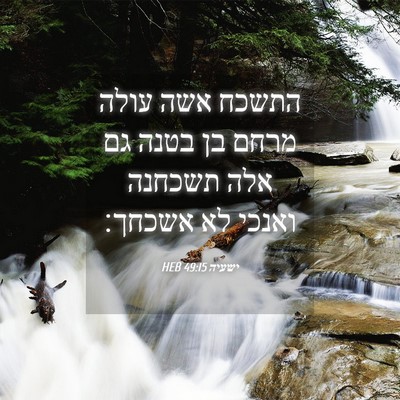 Picture 04 - ישעיה 49:15 HEB - התשכח אשה עולה מרחם בן בטנה - Bible Verse Picture