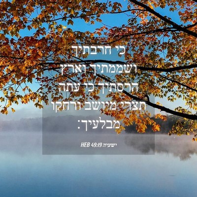Picture 04 - ישעיה 49:19 HEB - כי חרבתיך ושממתיך וארץ - Bible Verse Picture