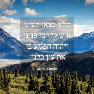 Picture 04 - ישעיה 53:6 HEB - כלנו כצאן תעינו איש לדרכו - Bible Verse Picture