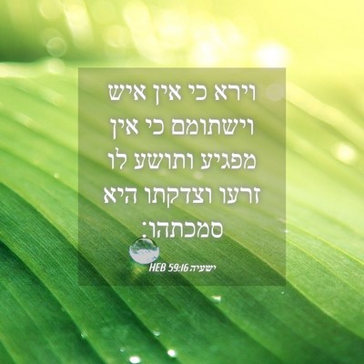 Picture 04 - ישעיה 59:16 HEB - וירא כי אין איש וישתומם כי - Bible Verse Picture