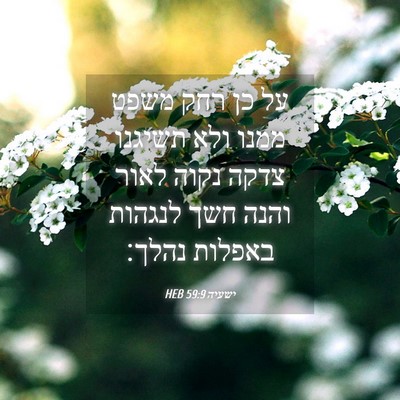 Picture 04 - ישעיה 59:9 HEB - על כן רחק משפט ממנו ולא - Bible Verse Picture
